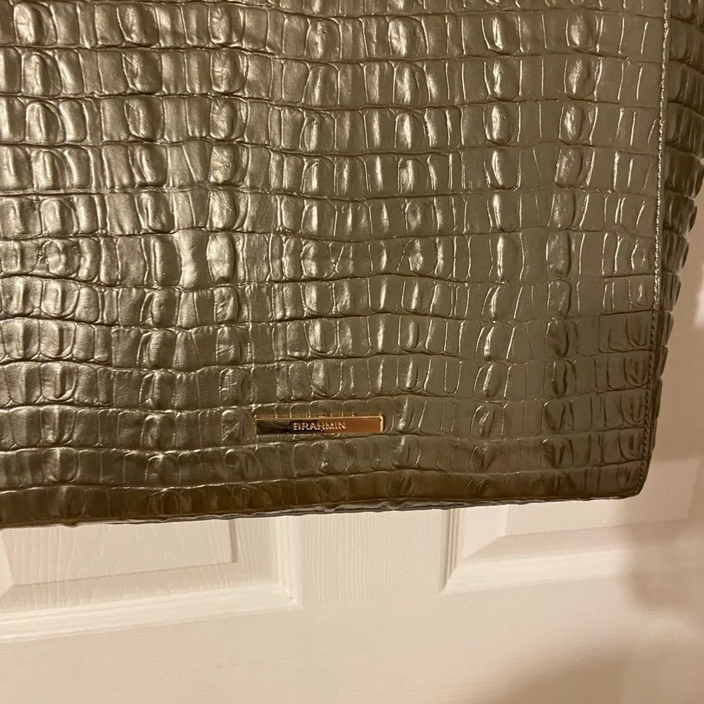 Brahmin Jayden Pewtwr Chic Crocodile-Embossed Tote Bag